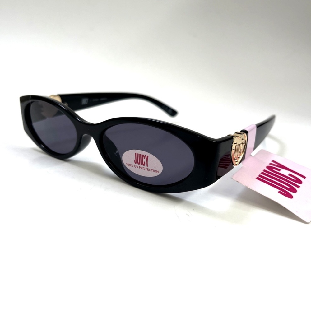 New JUICY COUTURE Slim Sunglasses Acetate Black Gold Heart Retro Look 1950's